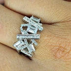 Sterling Silver Ring With Lots Of Cubic Zirconia Bars - Terciany 