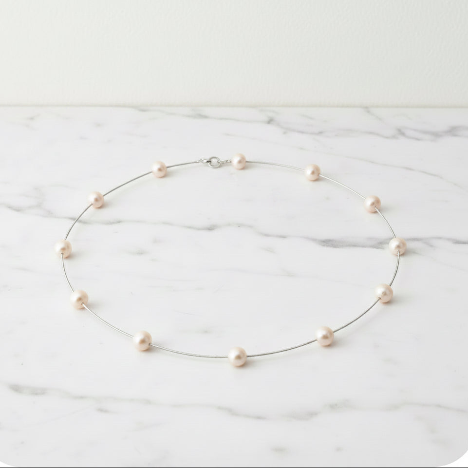 Sterling Silver Necklace With Lots Of Pearls