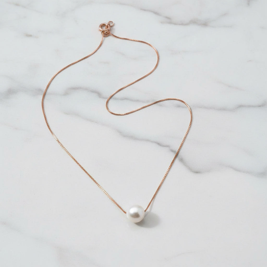 Rose Gold Necklace With Freshwater Pearl