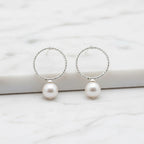 Twist And Turn Circle Studs With Freshwater Pearls On End - Terciany 