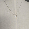 Sterling Silver Necklace With Round Circle Detail And Freshwater Pearl - Terciany 