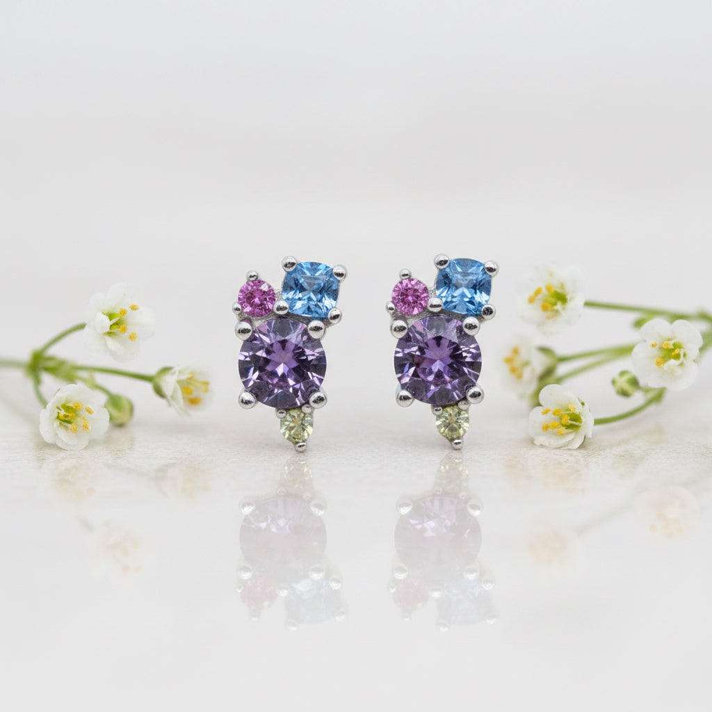 Shades Of Purple And Blue Stud Earrings