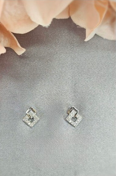 Double square cubic zirconia Pavé studs
