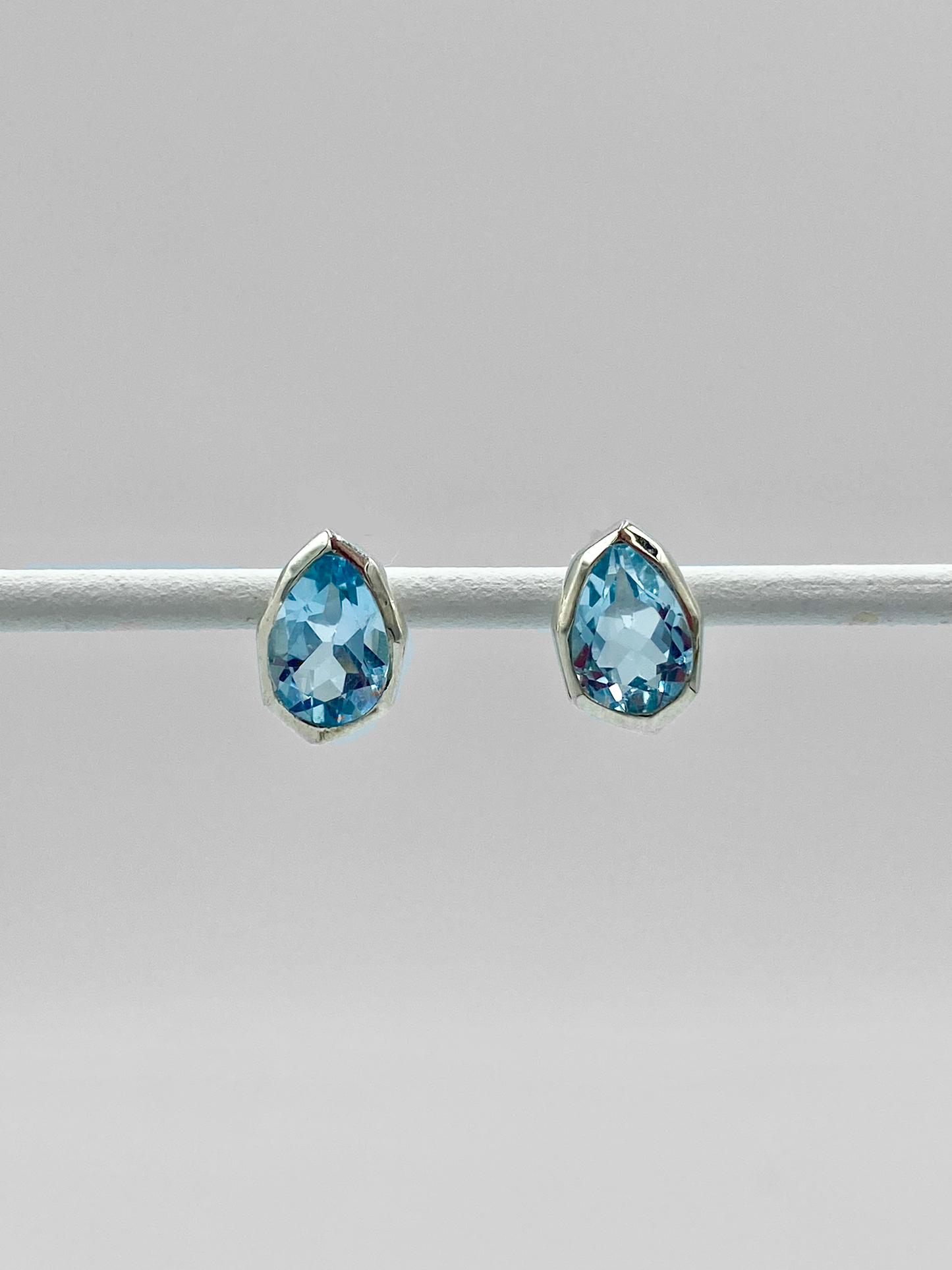 Blue Topaz semi Precious stone studs