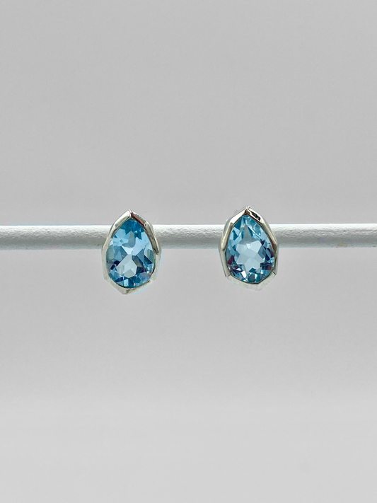 Blue Topaz semi Precious stone studs