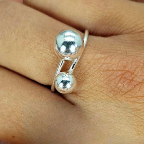 Cross Over Sterling Silver Ball Ring