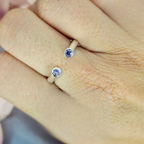 Adjustable Sterling Silver Rings With Different Coloured Cubic Zirconia Stones On End - Terciany 