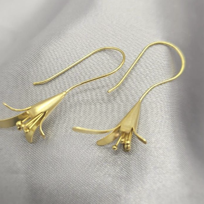 Gold Snowdrop Earrings - Terciany 