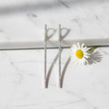 Sterling Silver Long Line Pave Drop Earring