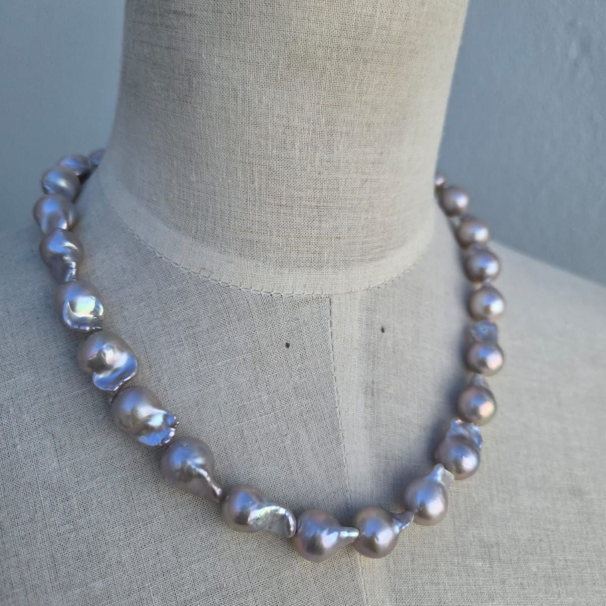 Beautiful Grey Baroque pearl necklace