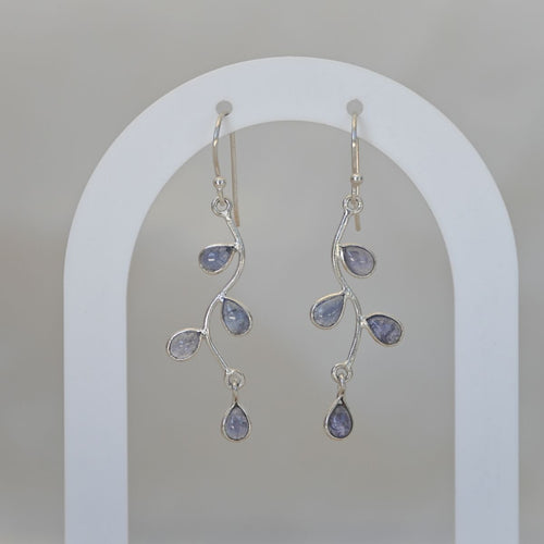 Tanzanite leave drop earrings