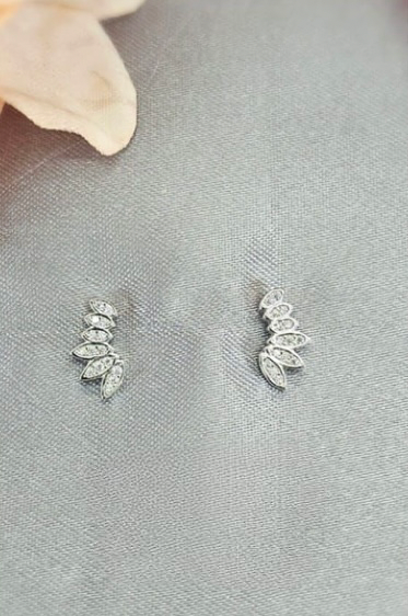 Lots of tiny cubic zirconia leaves studs