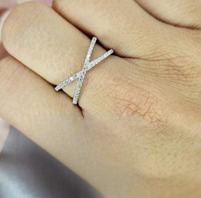 Cross Cubic Zirconia Pavé Ring