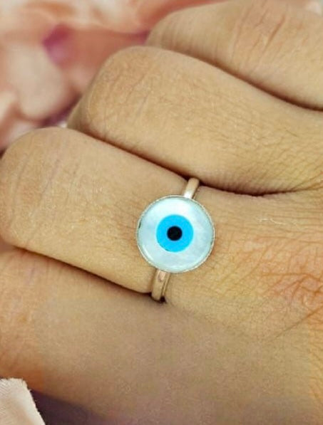 Evil eye Sterling silver ring