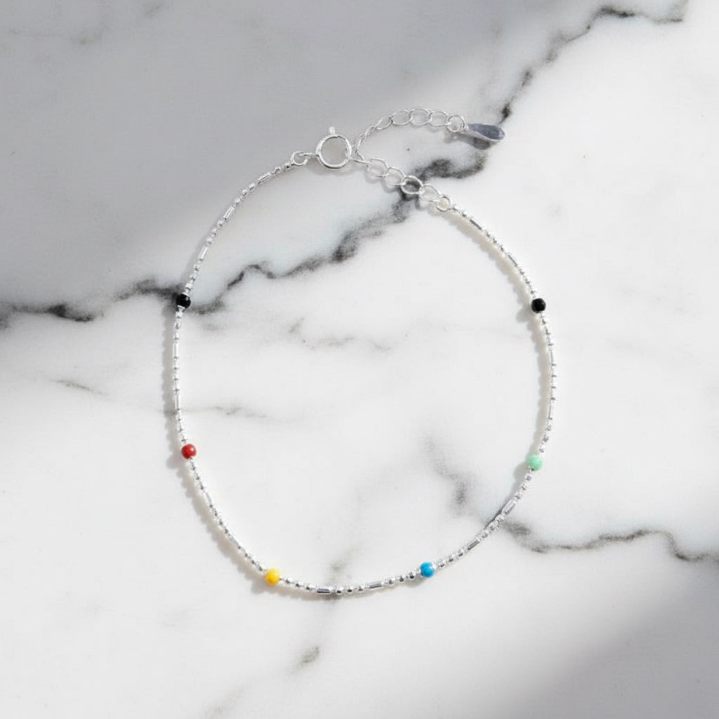 Bracelet With Colourful Drops In Links