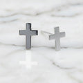 Silver cross stud earrings