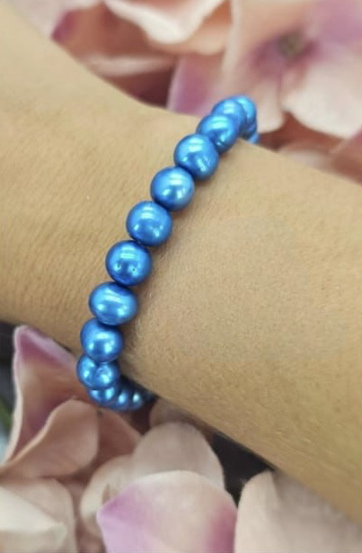 7mm blue freshwater pearl bracelet