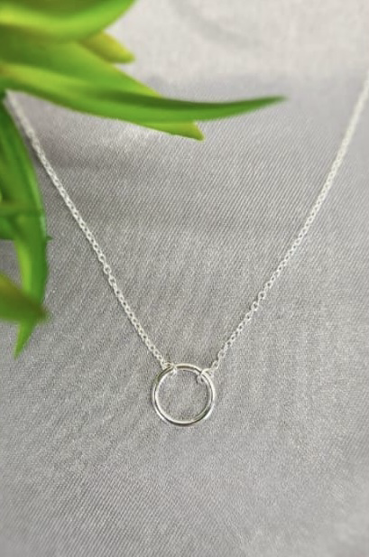 Sterling silver necklace with large circle detail