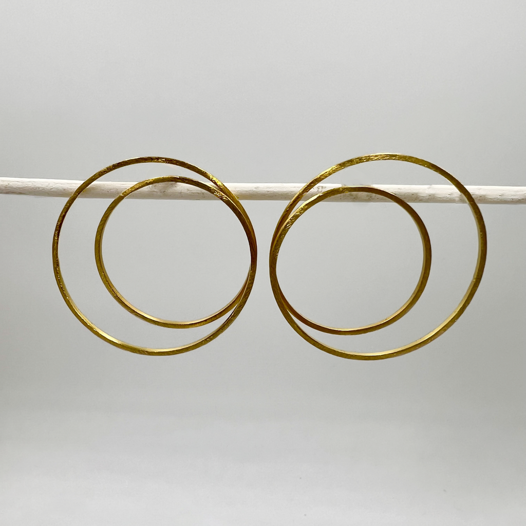 Large Double Circle Gold Earrings