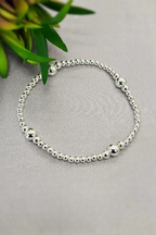 Sterling Silver Ball Bracelet On Elastic Band - Terciany 