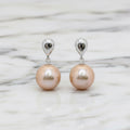 Large Pink Freshwater Pearl Drop Earrings - Terciany 