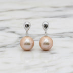 Large Pink Freshwater Pearl Drop Earrings - Terciany 