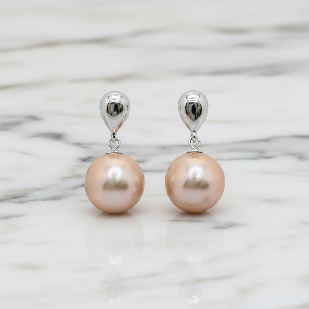 Large Pink Freshwater Pearl Drop Earrings