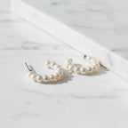 Sterling Silver Hoops With Lots Of 5 mm Freshwater Pearls - Terciany 