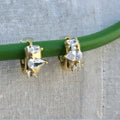 13 mm Golden Huggies With Three Teardrop Stones - Terciany 