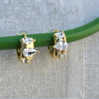 13 mm Golden Huggies With Three Teardrop Stones - Terciany 