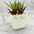 Flower Studs With Freshwater Pearl Centre - Terciany 