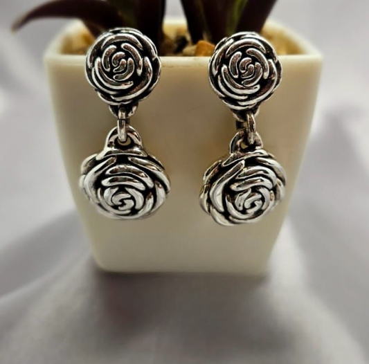 34x16mm double rose drop earrings