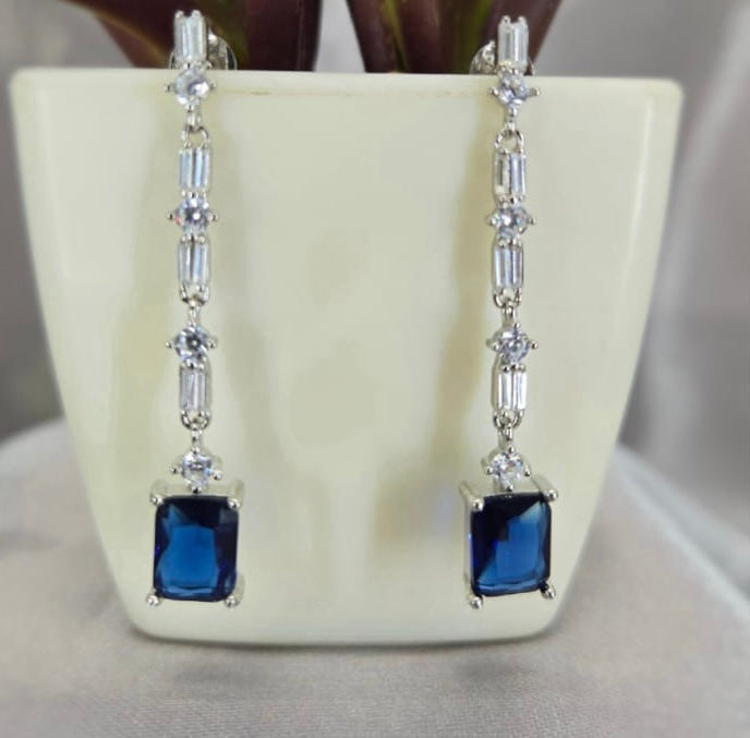 Drop Earrings With Blue And White Detail