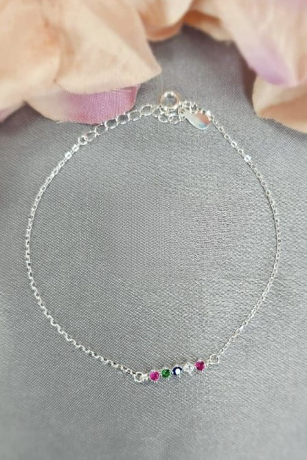 Bracelet with rainbow coloured cubic zirconia detail