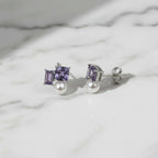 Purple three shapes cluster stud earrings - Terciany 