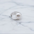 Sterling Silver Oval Ring With Stunning Freshwater Pearl On Side - Terciany 