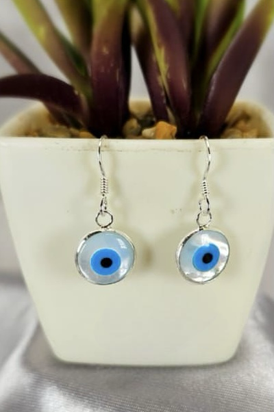 10mm Evil eye drop earring