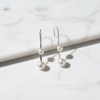 Modern Looking Long Earring With Three Freshwater Pearls - Terciany 