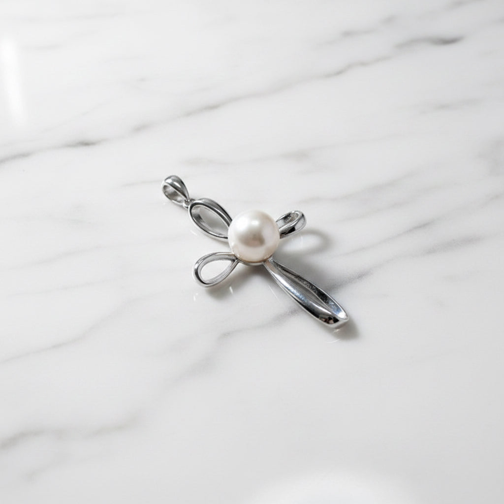 Pearl cross pendant