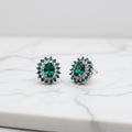 Green Oval Queen Stud Earrings