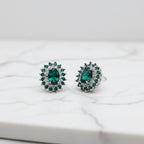 Green Oval Queen Stud Earrings