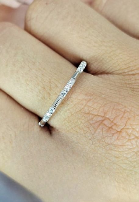 Sterling silver eternity ring with cubic zirconia detail