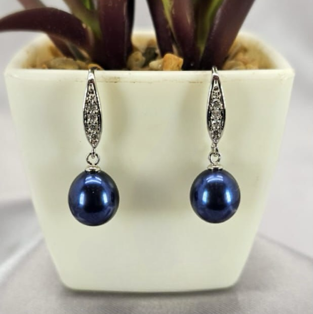 Blue Freshwater Pearl Drop Earrings