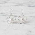 Sterling Silver Drop Daisies With Beauty Freshwater Pearl Middle - Terciany 