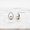 Sterling Silver Oval Stud With Pearl