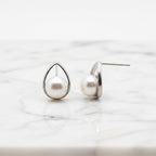 Sterling Silver Oval Stud With Pearl