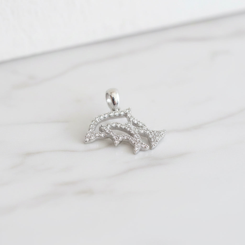 Cubic Zirconia Pave Dolphin Pendant