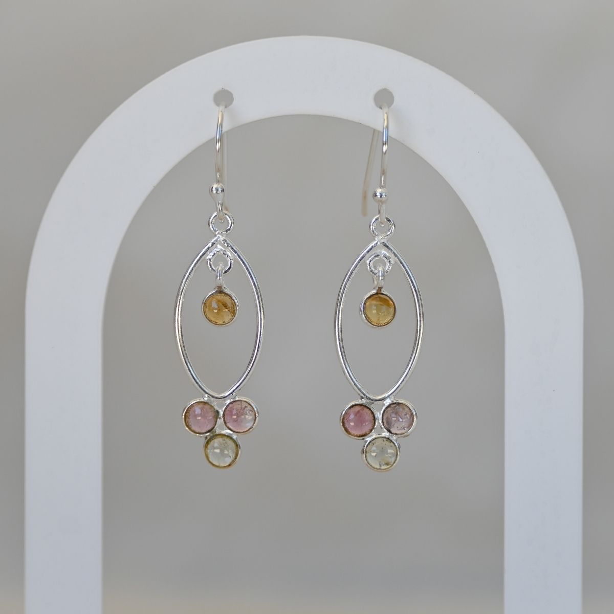 Tourmaline Semi Precious Stone Drop Earrings