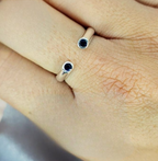 Adjustable Sterling Silver Rings With Different Coloured Cubic Zirconia Stones On End - Terciany 