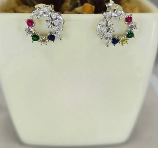 Cubic zirconia round bling stud earring